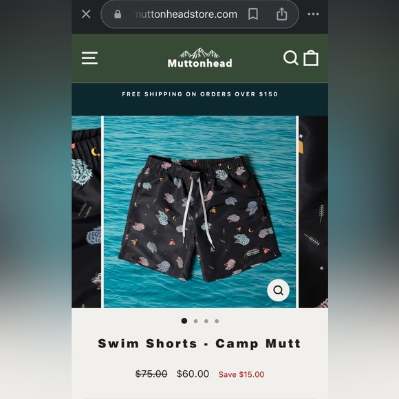 Muttonhead x Bather Wolf Head Unisex Swim Shorts size Small - Picture 5 of 6